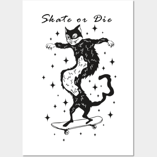 skate or die cat Posters and Art